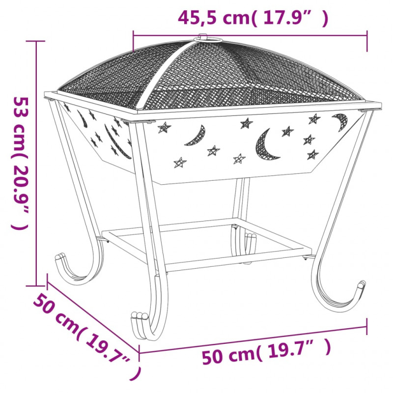 Palenisko z pogrzebaczem, 50 cm, XXL, stal