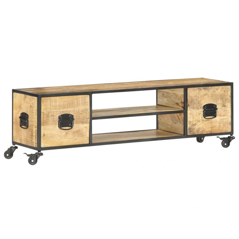 Szafka pod TV, 130 x 30 x 39 cm, lite drewno mango