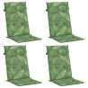 Poduszki na krzesła z niskim oparciem, 4 szt., wzór w liście