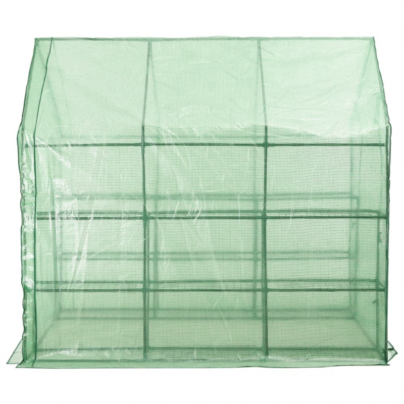 Szklarnia ogrodowa z 12 półkami, stal, 143x214x196 cm