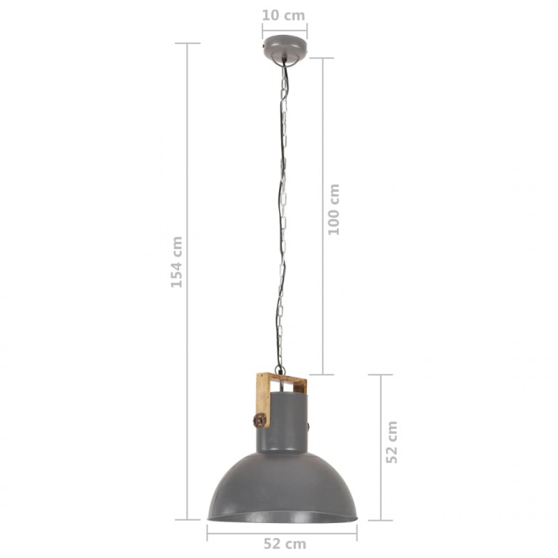 Industrialna lampa wisząca, 25 W, szara, okrągła, 52 cm, E27