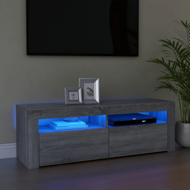 Szafka pod TV z LED, szary dąb sonoma, 120x35x40 cm
