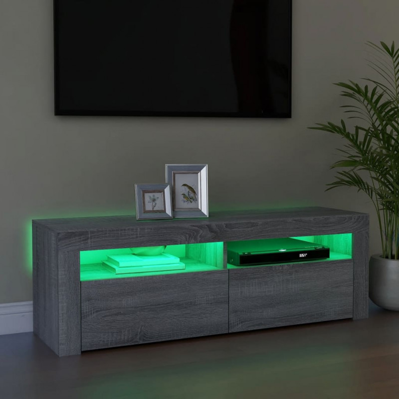 Szafka pod TV z LED, szary dąb sonoma, 120x35x40 cm