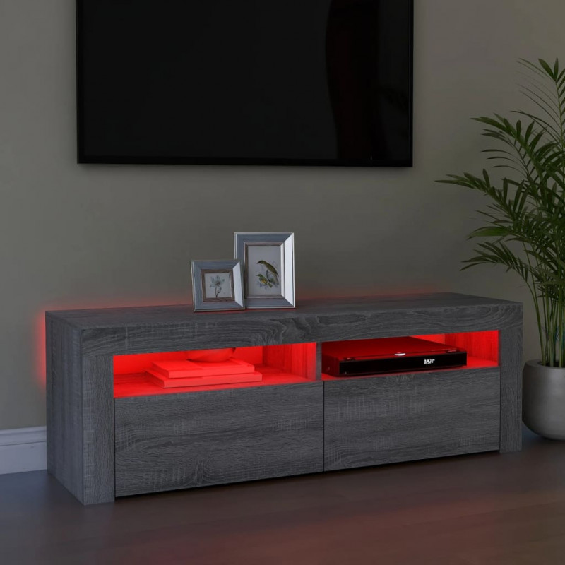 Szafka pod TV z LED, szary dąb sonoma, 120x35x40 cm