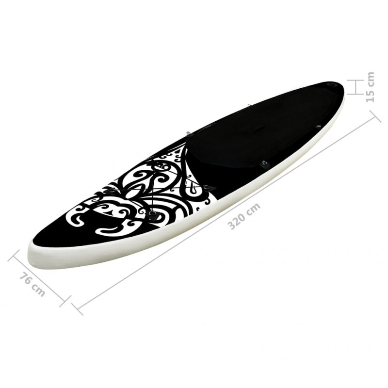 Nadmuchiwana deska SUP z zestawem, 320x76x15 cm, czarna