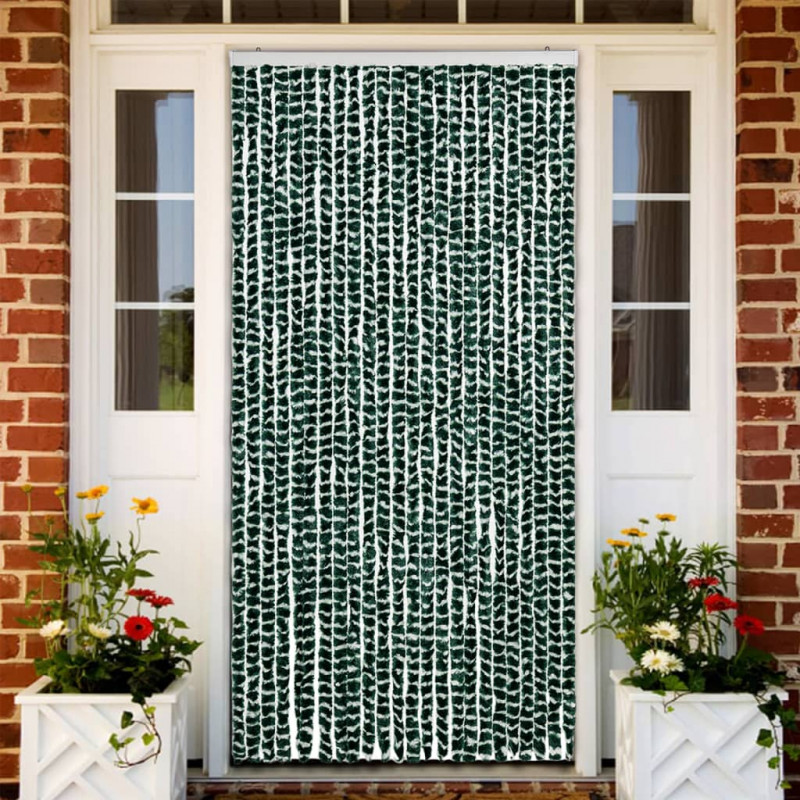 Zasłona przeciwko owadom, zieleń i biel, 100x220 cm, szenil