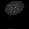 Parasol wiszący z LED i stalowym słupkiem, 300 cm, antracytowy