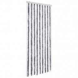 Zasłona przeciwko owadom, szaro-biała, 56x200 cm, szenil