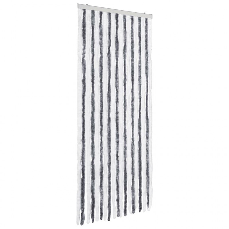 Zasłona przeciwko owadom, szaro-biała, 56x200 cm, szenil