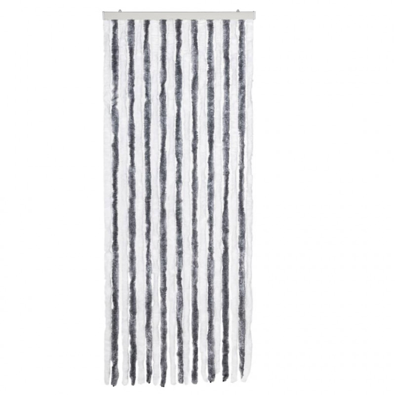 Zasłona przeciwko owadom, szaro-biała, 56x200 cm, szenil