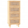 Kredens, brązowa, 40x30x90 cm, lita sosna i naturalny rattan