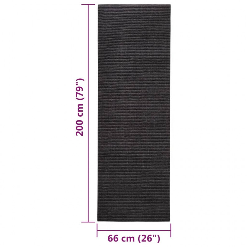 Dywanik, naturalny sizal, 66x200 cm, czarny