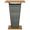 Stolik barowy, szary, 80x80x110 cm, rattan PE i lita akacja