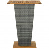 Stolik barowy, szary, 80x80x110 cm, rattan PE i lita akacja