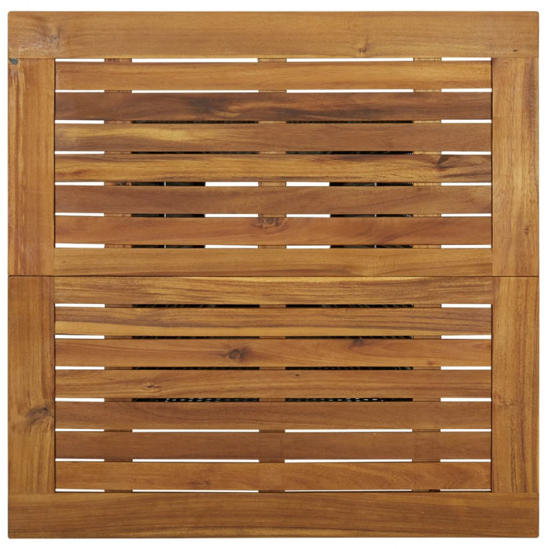 Stolik barowy, szary, 80x80x110 cm, rattan PE i lita akacja
