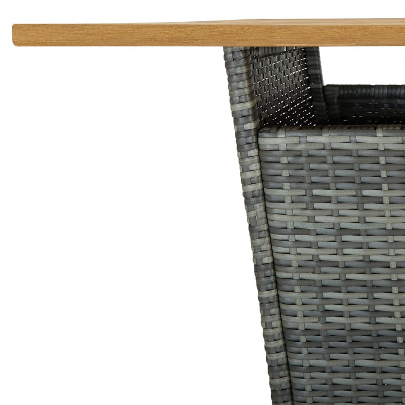 Stolik barowy, szary, 80x80x110 cm, rattan PE i lita akacja