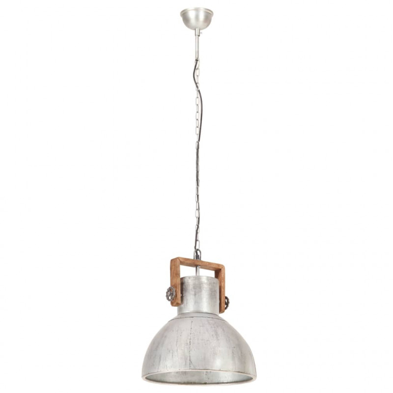 Industrialna lampa wisząca, 25 W, srebrna, okrągła, 40 cm, E27