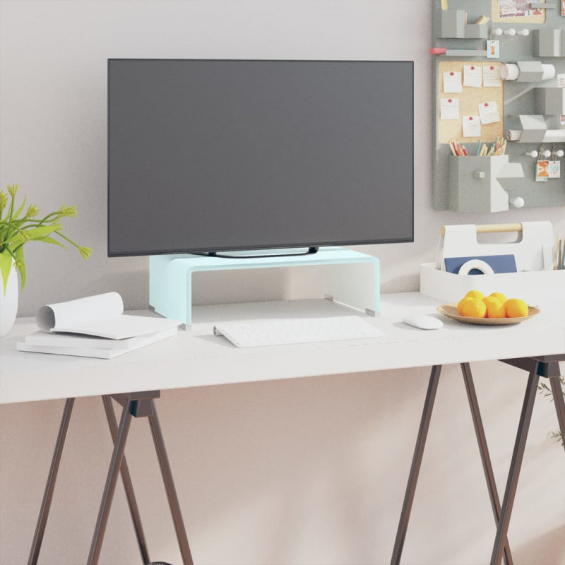 Podstawka pod monitor / TV, zielone szkło, 40x25x11 cm