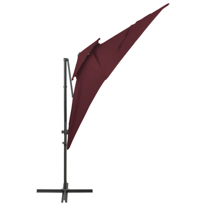 Parasol wiszący z podwójną czaszą, 250x250 cm, bordowy