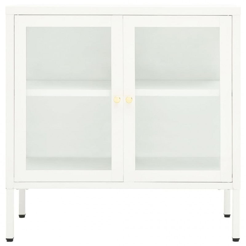 Szafka boczna, biała, 70x35x70 cm, stal i szkło