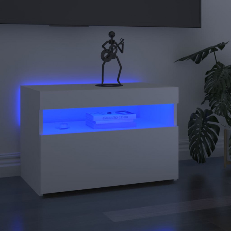 Szafki TV z oświetleniem LED, 2 szt., białe, 60x35x40 cm