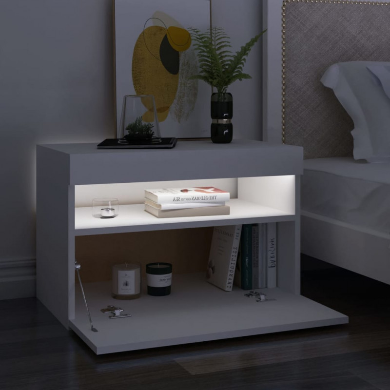 Szafki TV z oświetleniem LED, 2 szt., białe, 60x35x40 cm