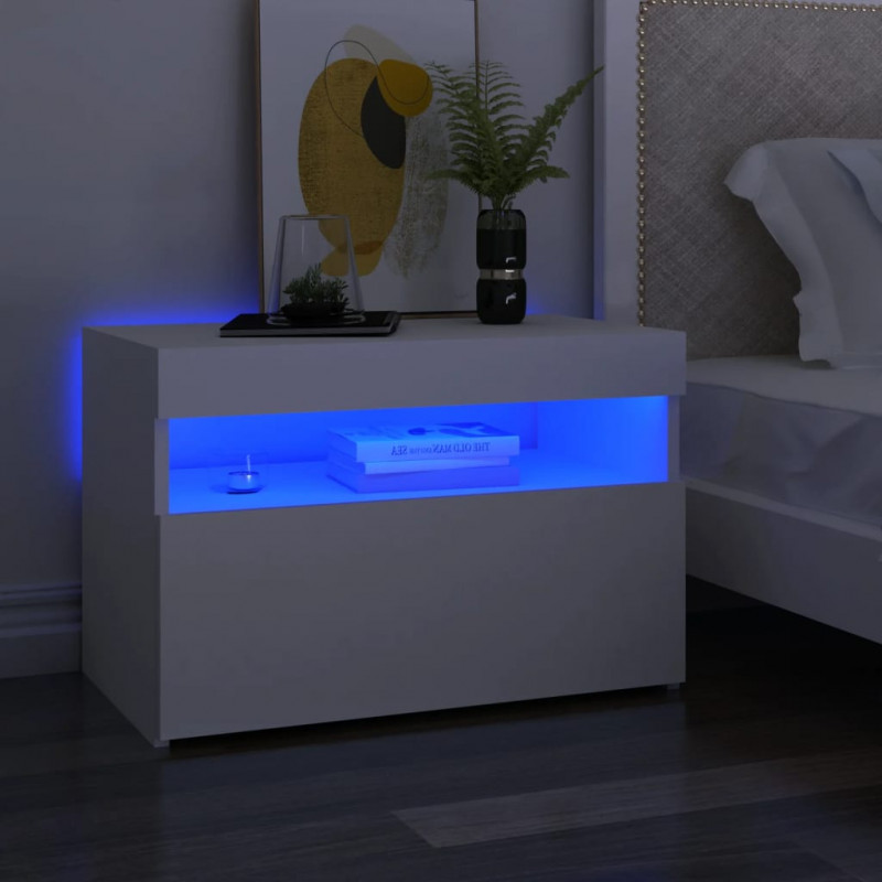 Szafki TV z oświetleniem LED, 2 szt., białe, 60x35x40 cm