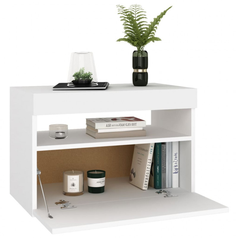 Szafki TV z oświetleniem LED, 2 szt., białe, 60x35x40 cm