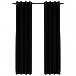 Zasłony stylizowane na lniane, 2 szt., czarne, 140x225 cm