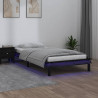Rama łóżka z LED, czarna, 90x190 cm, pojedyncza, lite drewno