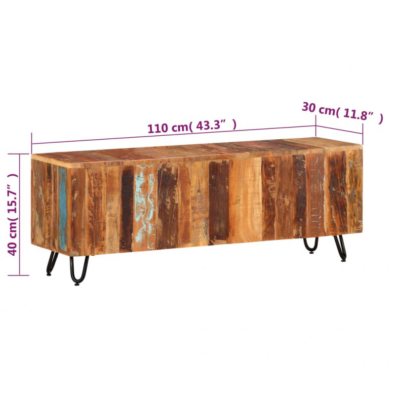 Szafka pod telewizor, 110x30x40 cm, lite drewno odzyskane
