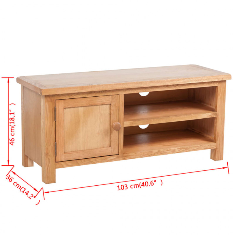 Szafka pod TV, 103 x 36 x 46 cm, lite drewno dębowe