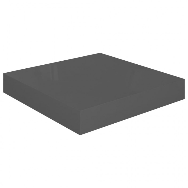 Półka ścienna, szara, wysoki połysk, 23x23,5x3,8cm, MDF