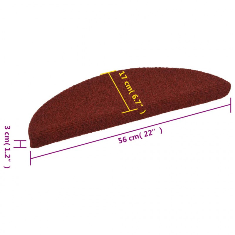 Samoprzylepne nakładki na schody, 10 szt., czerwone, 56x17x3 cm