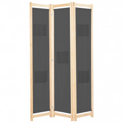 Parawan 3-panelowy, szary, 120x170x4 cm, tkanina