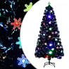 Choinka ze śnieżynkami LED, czarna, 150 cm, światłowodowa