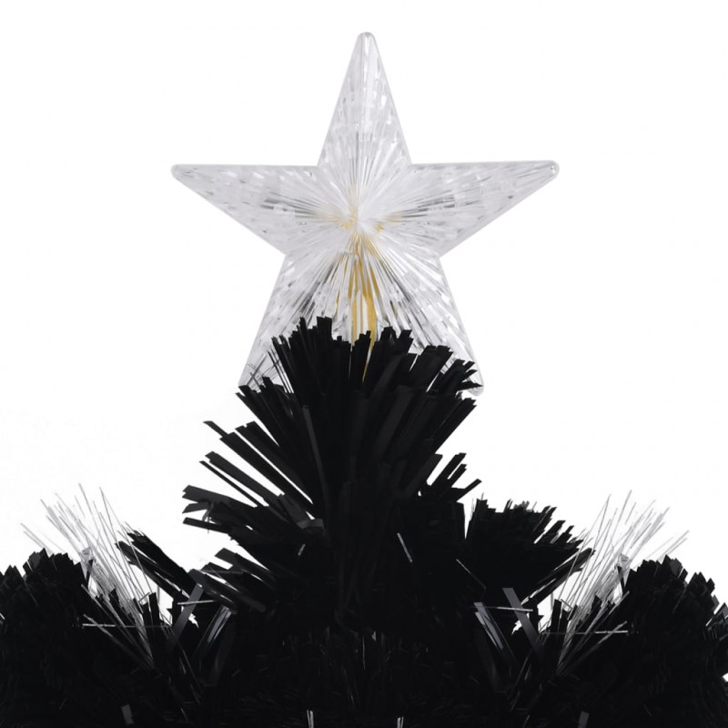 Choinka ze śnieżynkami LED, czarna, 150 cm, światłowodowa