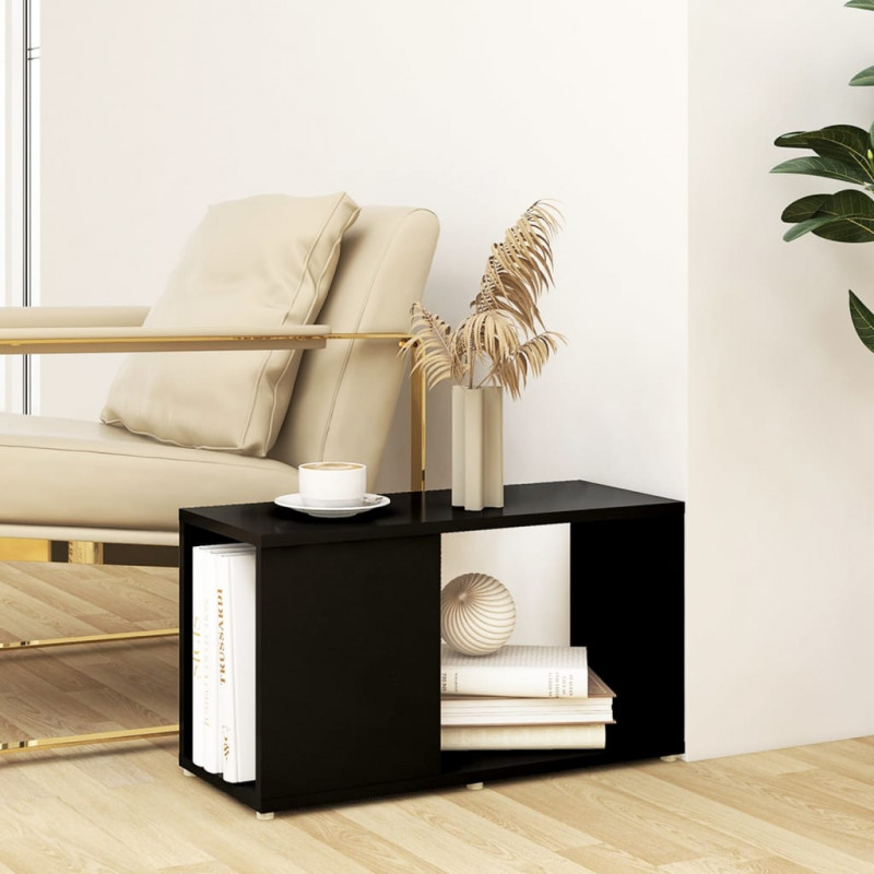 Szafka pod TV, czarna, 60x24x32 cm, materiał drewnopochodny