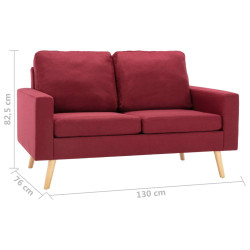 2-osobowa sofa, kolor czerwonego wina, tapicerowana tkaniną