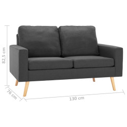 2-osobowa sofa, ciemnoszara, tapicerowana tkaniną