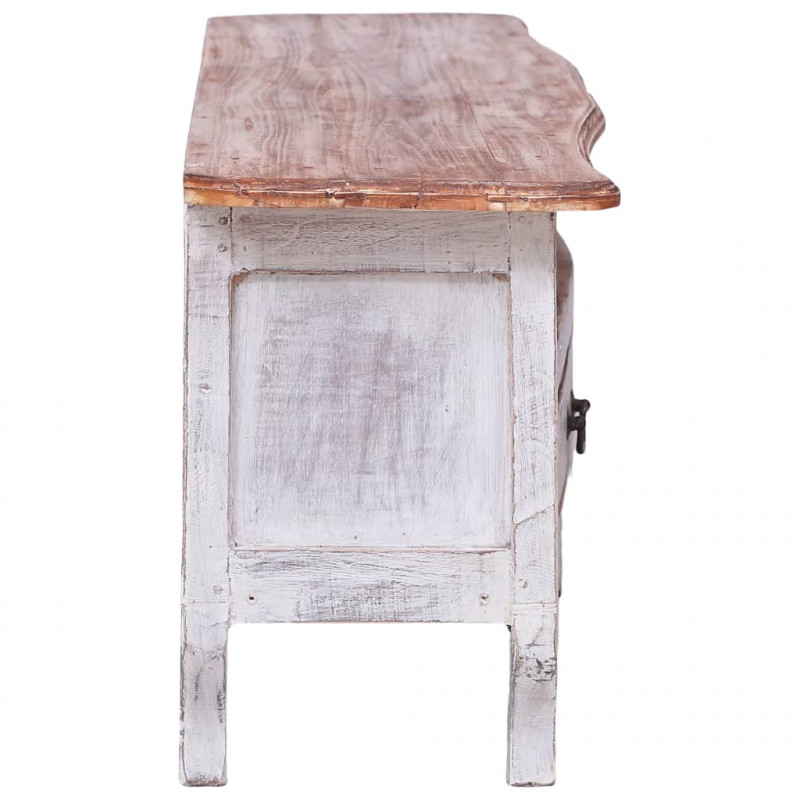 Szafka pod TV, 120x30x40 cm, biała, lity mahoń