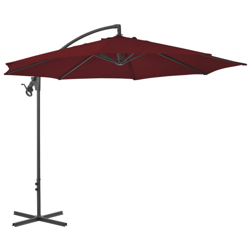 Parasol wiszący ze stalowym słupkiem, 300 cm, bordowy