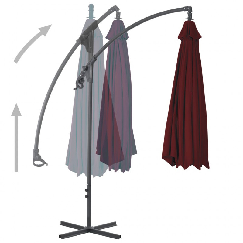 Parasol wiszący ze stalowym słupkiem, 300 cm, bordowy