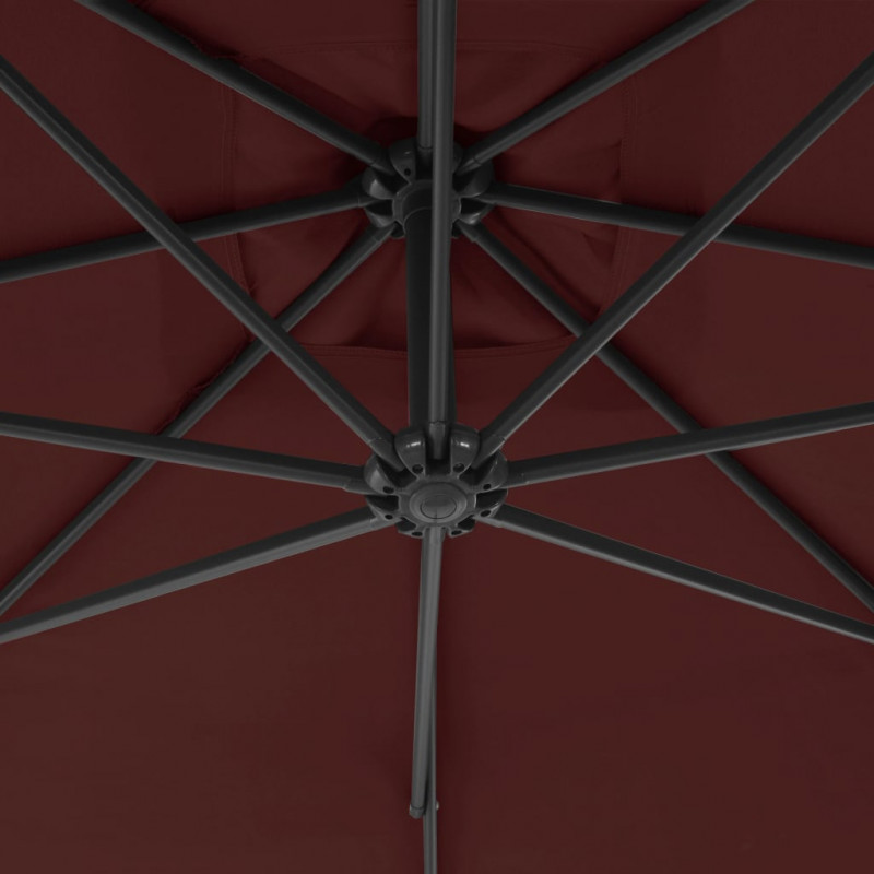 Parasol wiszący ze stalowym słupkiem, 300 cm, bordowy