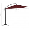 Parasol wiszący ze stalowym słupkiem, 300 cm, bordowy