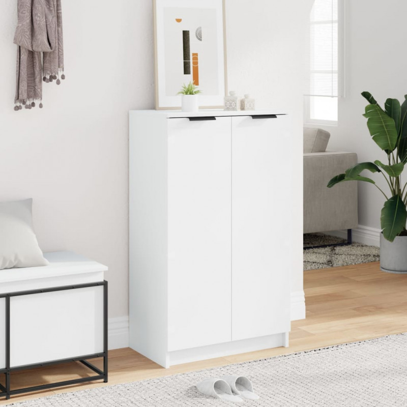 Szafka na buty, biała, 59x35x100 cm, materiał drewnopochodny