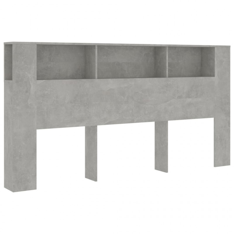Wezgłowie łóżka z półkami, szarość betonu, 200x18,5x104,5 cm