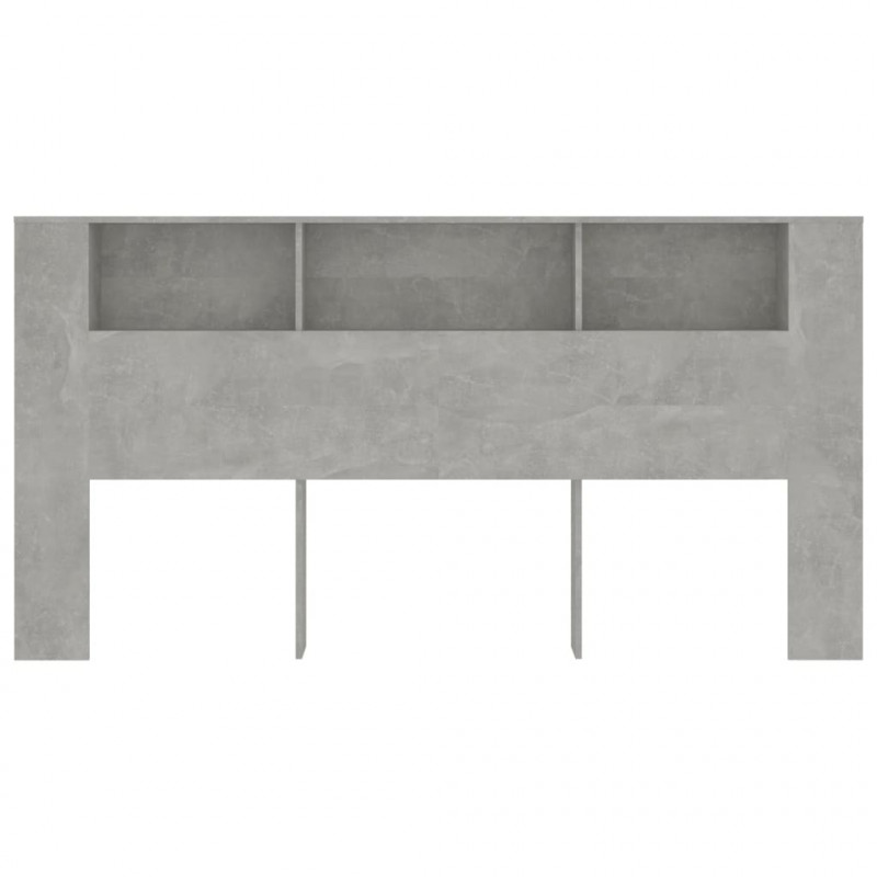 Wezgłowie łóżka z półkami, szarość betonu, 200x18,5x104,5 cm