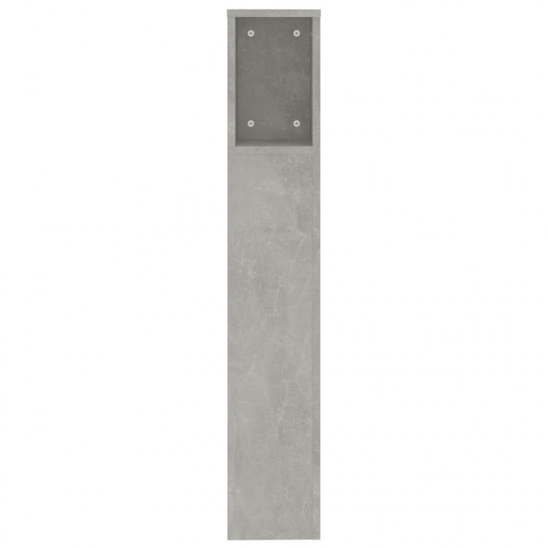 Wezgłowie łóżka z półkami, szarość betonu, 200x18,5x104,5 cm