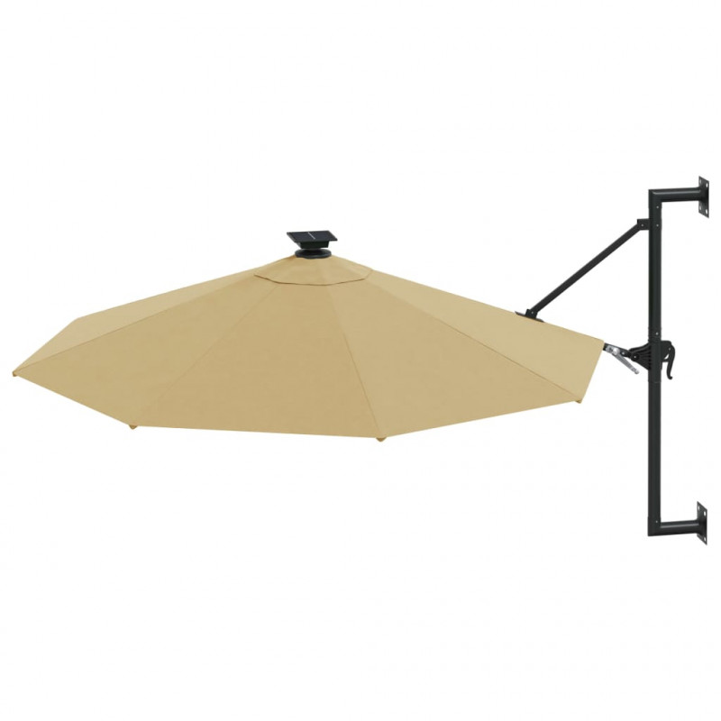 Parasol ogrodowy z LED, ścienny, 300 cm, taupe